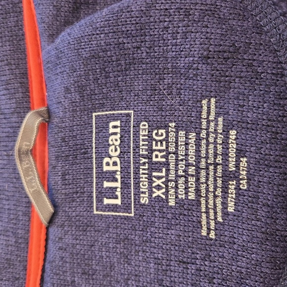 L.L Bean Mens Full Zip Sweater Fleece Vest Blue Orange Size XXL - Picture 6 of 9